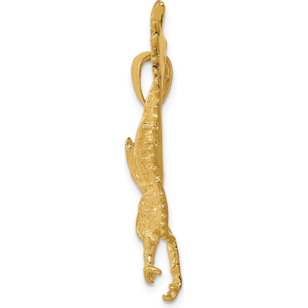 14K Yellow Gold Textured Eagle Landing Pendant - Solid 27mm x 31mm by Oro Pregiato