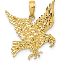 14K Yellow Gold Textured Eagle Pendant - 20mm Length, 19mm Width by Oro Pregiato
