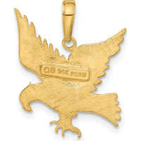 14K Yellow Gold Textured Eagle Pendant - 20mm Length, 19mm Width by Oro Pregiato