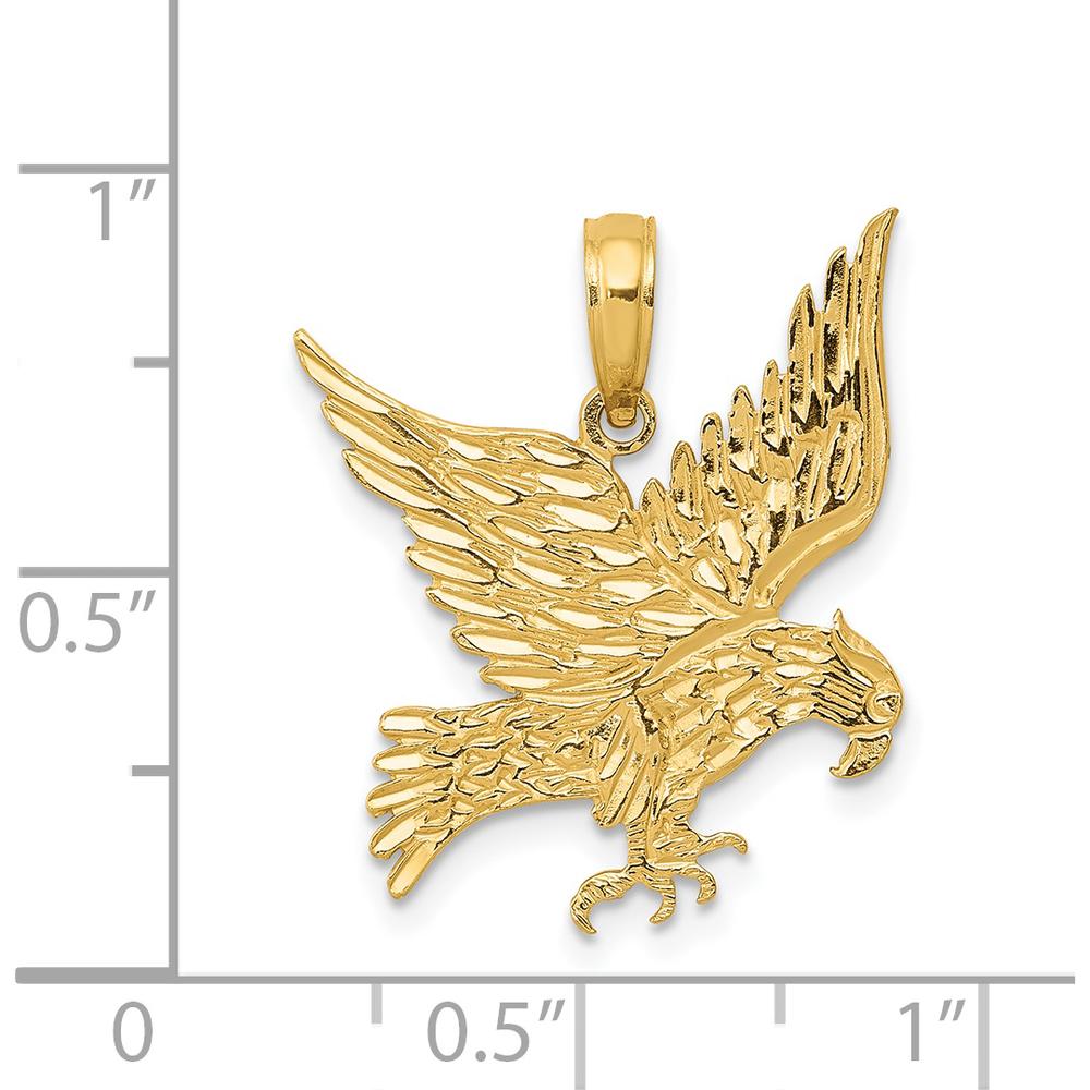 14K Yellow Gold Textured Eagle Pendant - 20mm Length, 19mm Width by Oro Pregiato