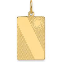 14K Yellow Gold Textured Engravable Dog Tag Charm - Polished Finish by Oro Pregiato