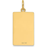 14K Yellow Gold Textured Engravable Dog Tag Charm - Polished Finish by Oro Pregiato