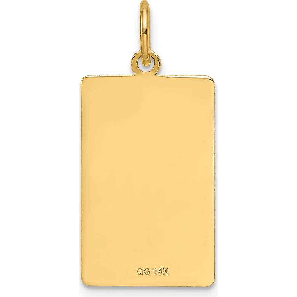 14K Yellow Gold Textured Engravable Dog Tag Charm - Polished Finish by Oro Pregiato