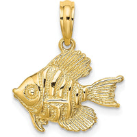 14K Yellow Gold Textured Fish Pendant - 18mm x 14mm by Oro Pregiato