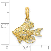 14K Yellow Gold Textured Fish Pendant - 18mm x 14mm by Oro Pregiato