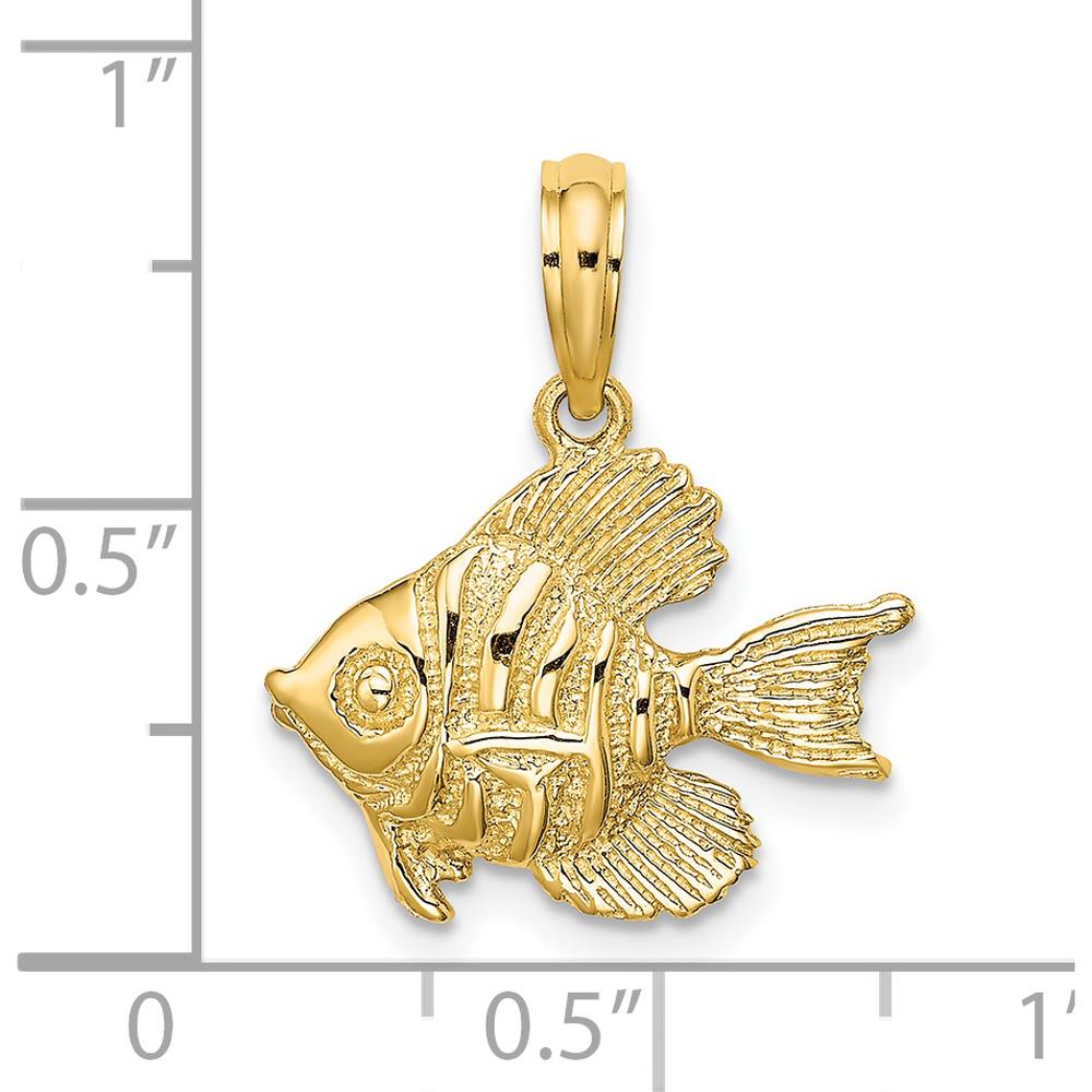 14K Yellow Gold Textured Fish Pendant - 18mm x 14mm by Oro Pregiato