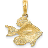 14K Yellow Gold Textured Fish Pendant - 18mm x 14mm by Oro Pregiato