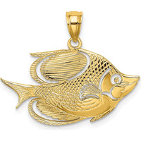 14K Yellow Gold Textured Fish Pendant with Polished Detailing by Oro Pregiato
