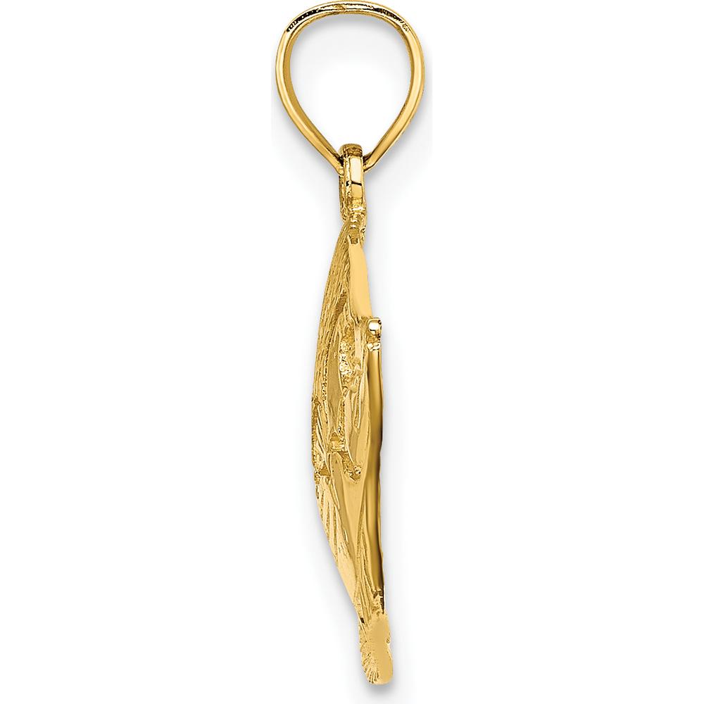 14K Yellow Gold Textured Fish Pendant with Polished Detailing by Oro Pregiato
