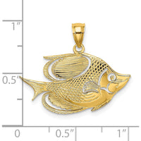 14K Yellow Gold Textured Fish Pendant with Polished Detailing by Oro Pregiato
