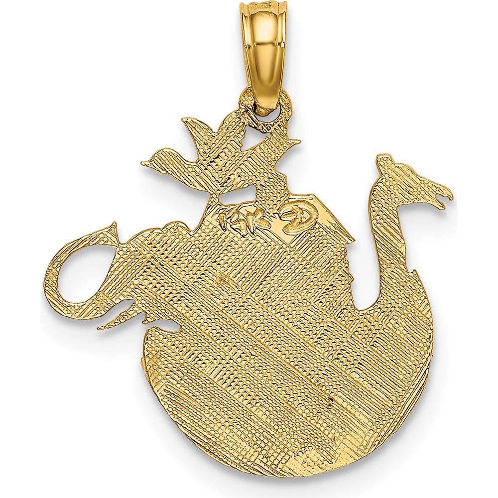 14K Yellow Gold Textured Flat Noah’s Ark Charm with Elephant, Giraffe, and Bird Design by Oro Pregiato