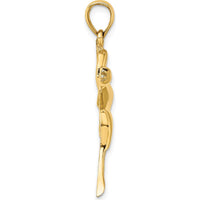 14K Yellow Gold Textured Flying Duck Charm - 39.5mm Length by Oro Pregiato