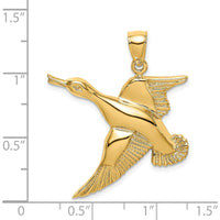 14K Yellow Gold Textured Flying Duck Charm - 39.5mm Length by Oro Pregiato