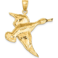 14K Yellow Gold Textured Flying Duck Charm - 39.5mm Length by Oro Pregiato