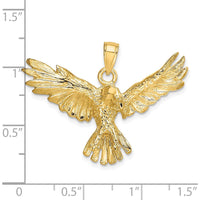 14K Yellow Gold Textured Flying Eagle Charm Pendant by Oro Pregiato