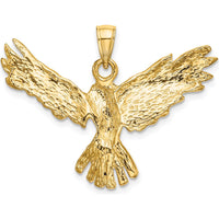 14K Yellow Gold Textured Flying Eagle Charm Pendant by Oro Pregiato