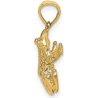 14K Yellow Gold Textured Frog Charm Pendant - 17.85mm Length by Oro Pregiato