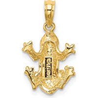 14K Yellow Gold Textured Frog Charm Pendant - 17.85mm Length by Oro Pregiato