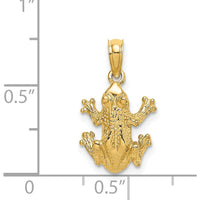 14K Yellow Gold Textured Frog Charm Pendant - 17.85mm Length by Oro Pregiato