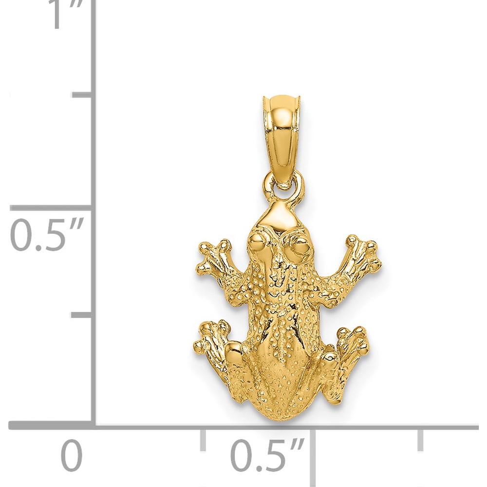 14K Yellow Gold Textured Frog Charm Pendant - 17.85mm Length by Oro Pregiato