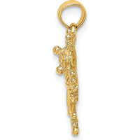 14K Yellow Gold Textured Frog Charm Pendant - Playful Nature-Inspired Design by Oro Pregiato