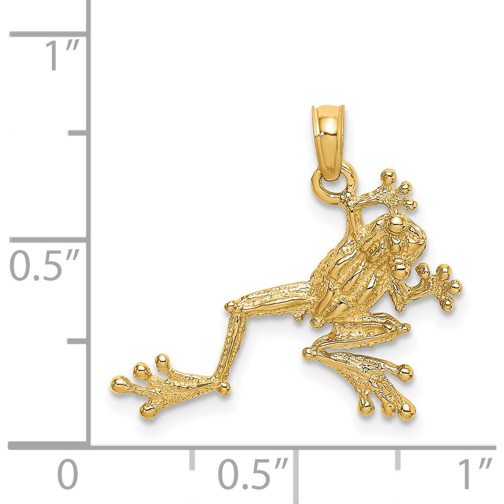14K Yellow Gold Textured Frog Charm Pendant - Playful Nature-Inspired Design by Oro Pregiato