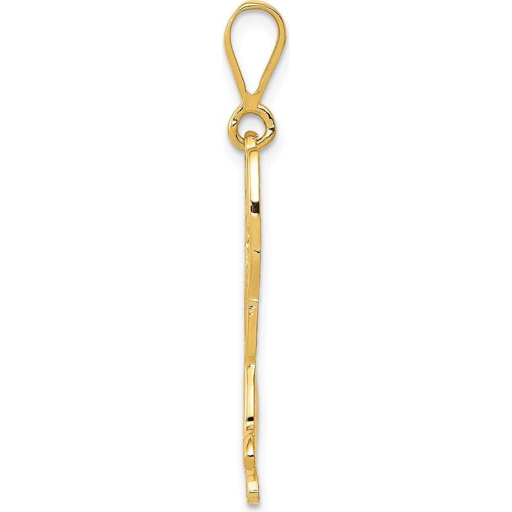 14K Yellow Gold Textured German Shepherd Dog Pendant - 35mm Length by Oro Pregiato