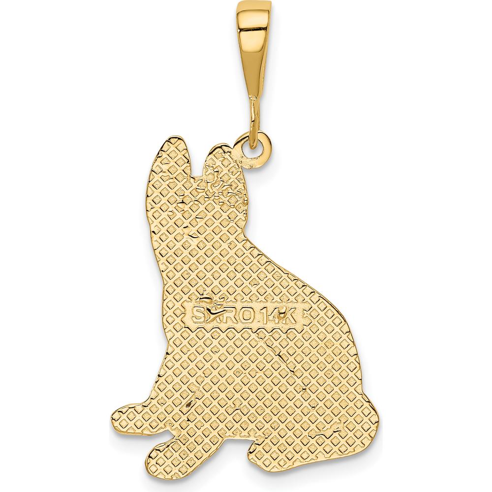 14K Yellow Gold Textured German Shepherd Dog Pendant - 35mm Length by Oro Pregiato