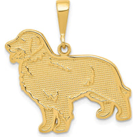 14K Yellow Gold Textured Golden Retriever Dog Pendant - 29mm Length by Oro Pregiato