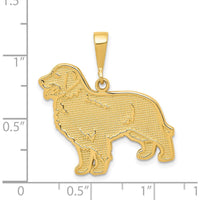 14K Yellow Gold Textured Golden Retriever Dog Pendant - 29mm Length by Oro Pregiato