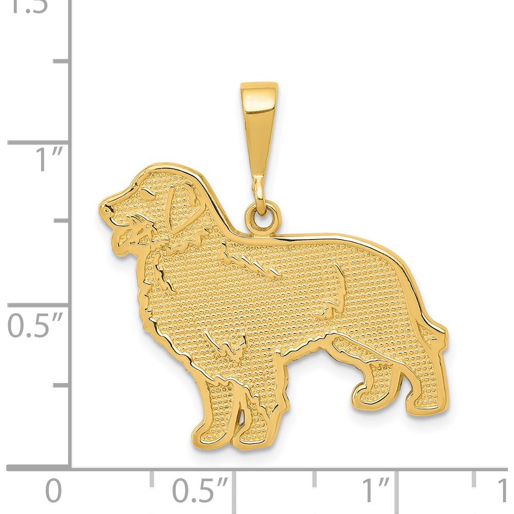 14K Yellow Gold Textured Golden Retriever Dog Pendant - 29mm Length by Oro Pregiato