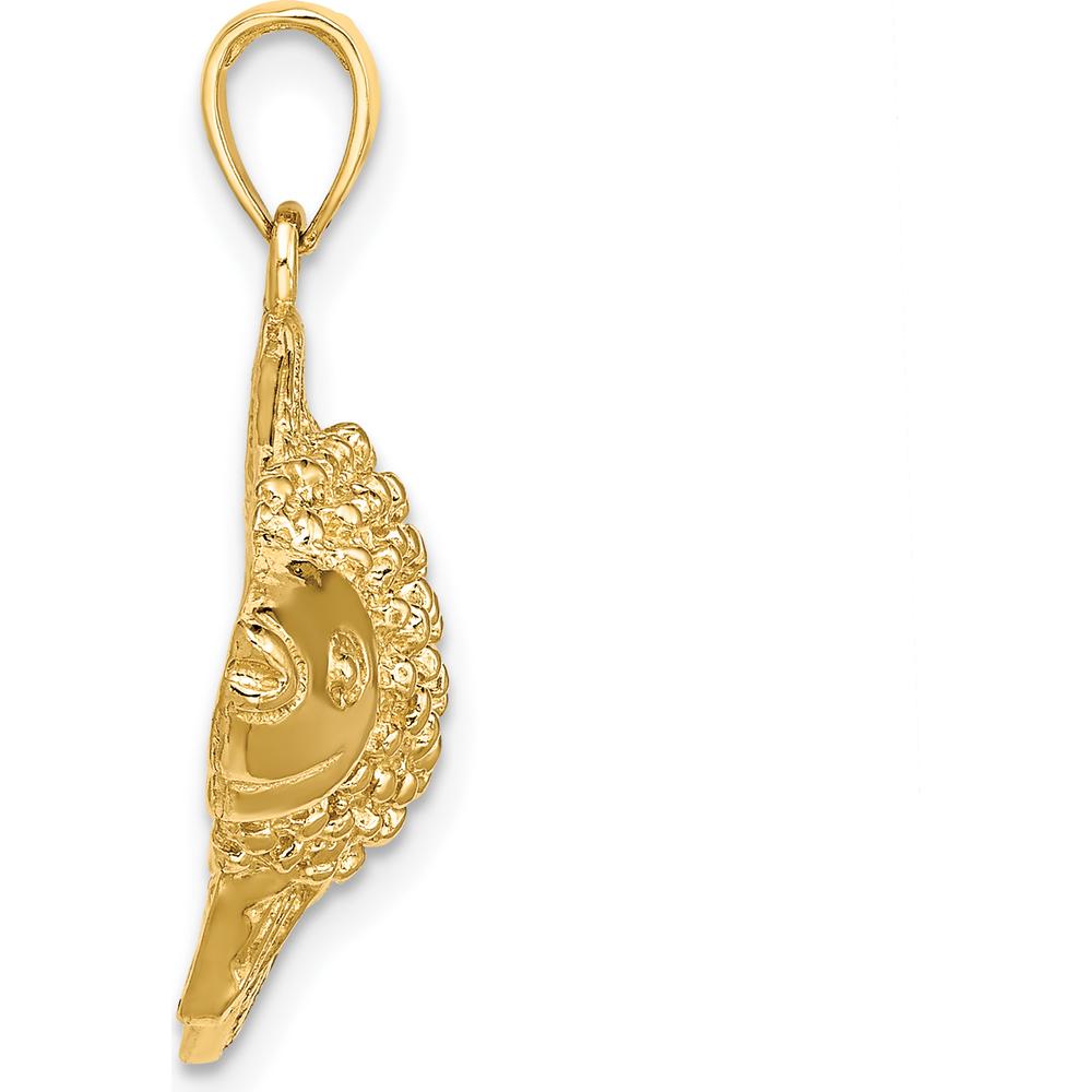 14K Yellow Gold Textured Goldfish Pendant Charm - 22mm Length by Oro Pregiato