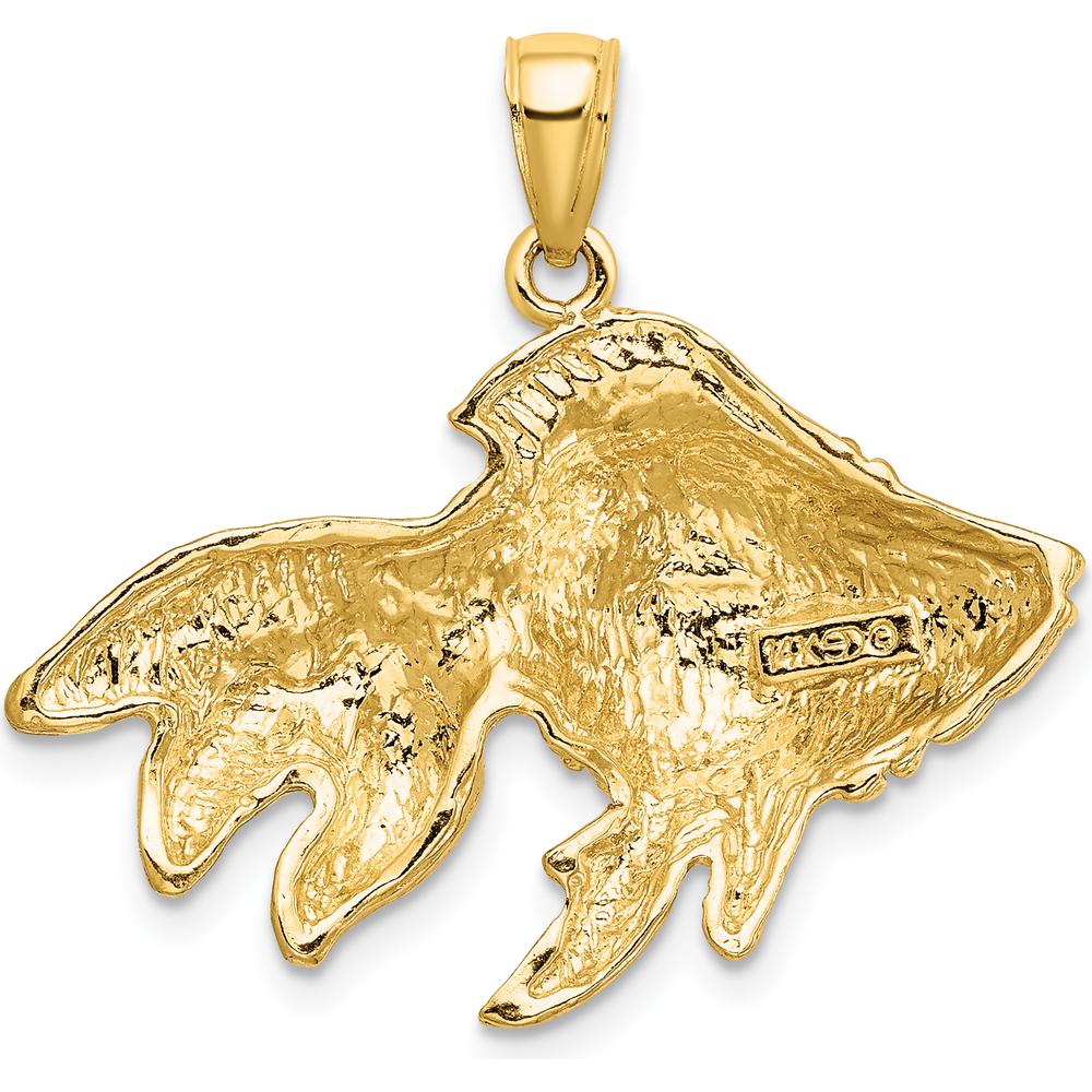 14K Yellow Gold Textured Goldfish Pendant Charm - 22mm Length by Oro Pregiato