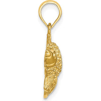 14K Yellow Gold Textured Goldfish Pendant Charm by Oro Pregiato