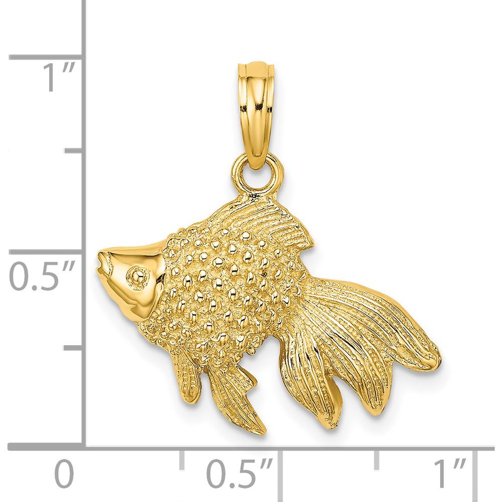 14K Yellow Gold Textured Goldfish Pendant Charm by Oro Pregiato