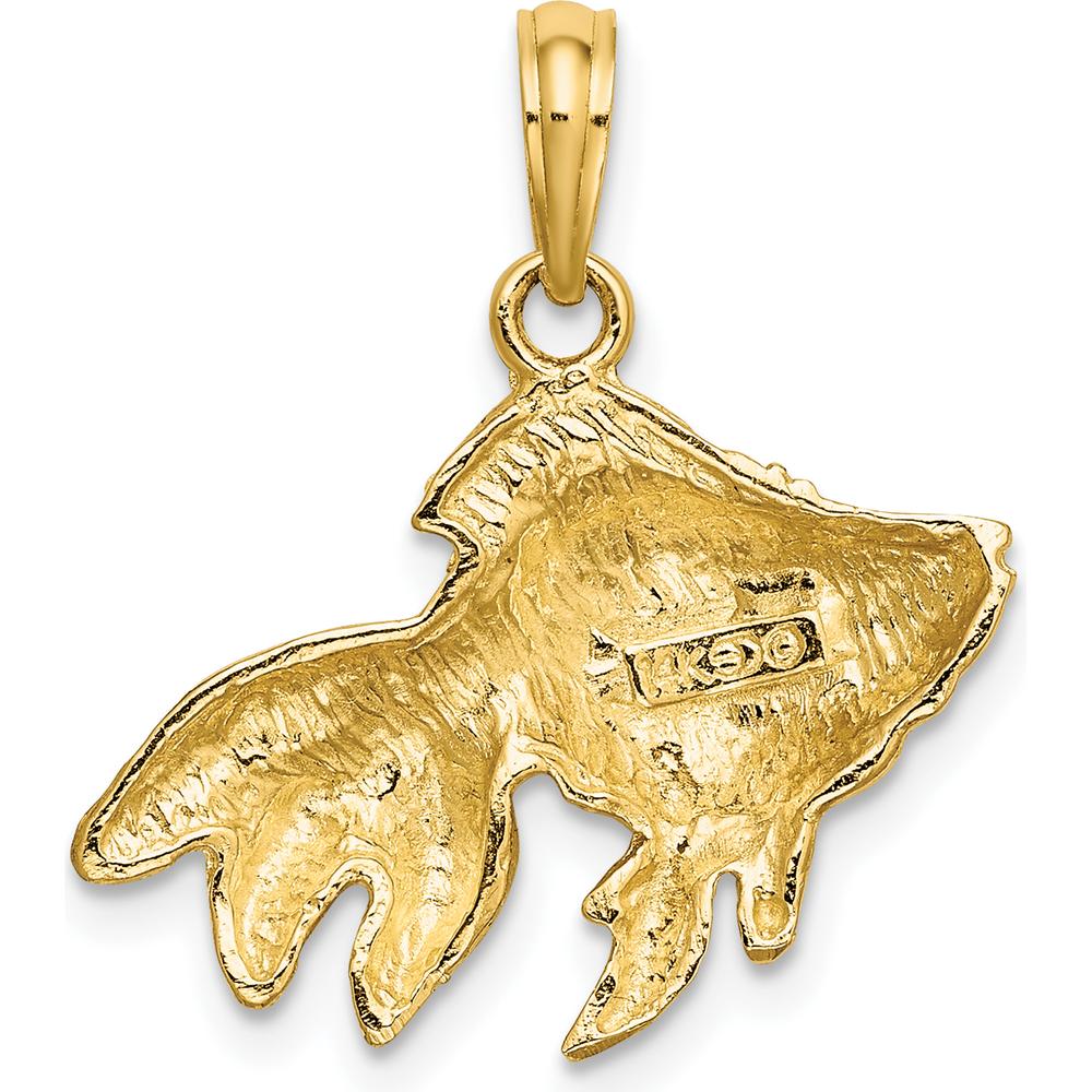14K Yellow Gold Textured Goldfish Pendant Charm by Oro Pregiato