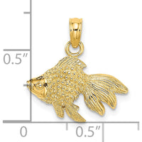 14K Yellow Gold Textured Goldfish Pendant Charm by Oro Pregiato