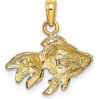 14K Yellow Gold Textured Goldfish Pendant Charm by Oro Pregiato