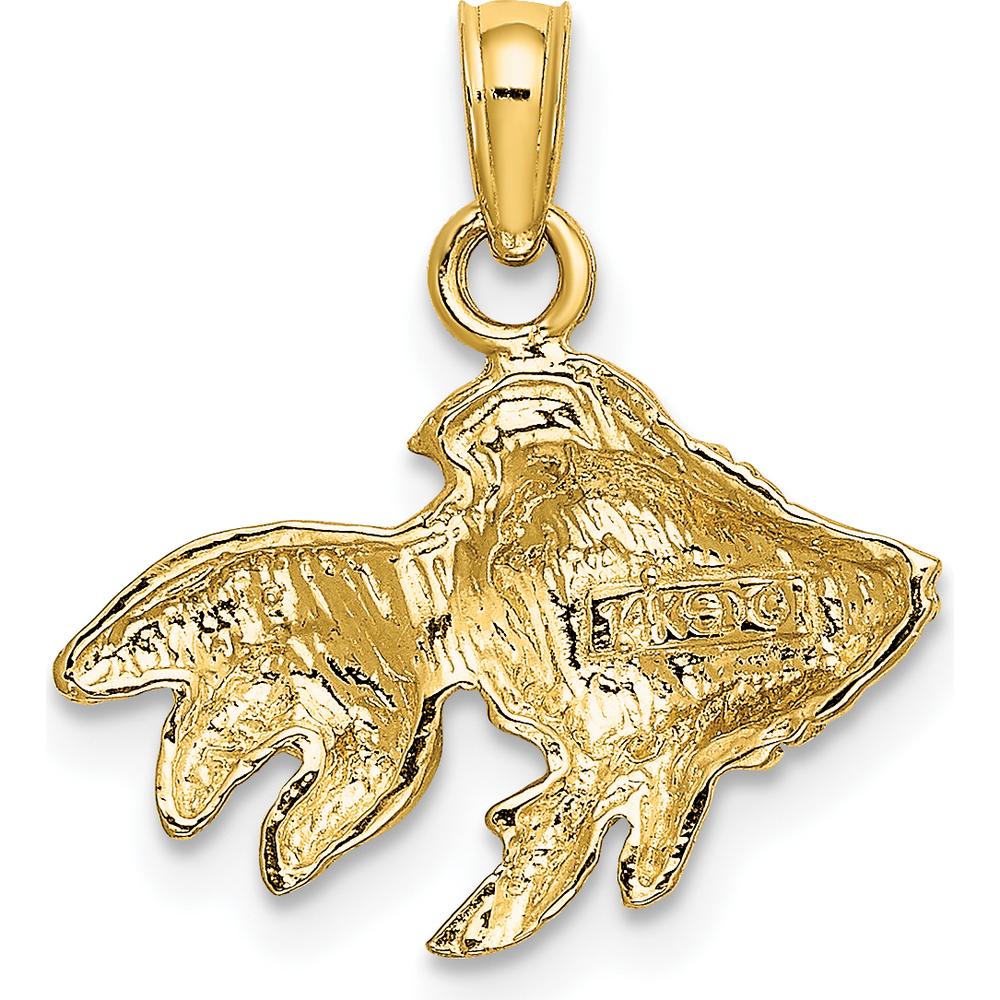 14K Yellow Gold Textured Goldfish Pendant Charm by Oro Pregiato