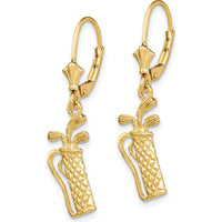 14K Yellow Gold Textured Golf Bag Leverback Earrings by 0