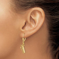 14K Yellow Gold Textured Golf Bag Leverback Earrings by 0