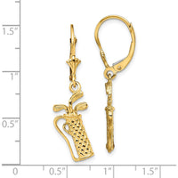 14K Yellow Gold Textured Golf Bag Leverback Earrings by 0