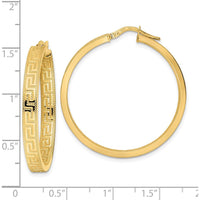 14K Yellow Gold Textured Greek Key Large Hoop Earrings by 0
