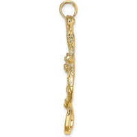 14K Yellow Gold Textured Hanging Monkey Charm - Polished Finish by Oro Pregiato