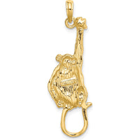 14K Yellow Gold Textured Hanging Monkey Charm - Polished Finish by Oro Pregiato