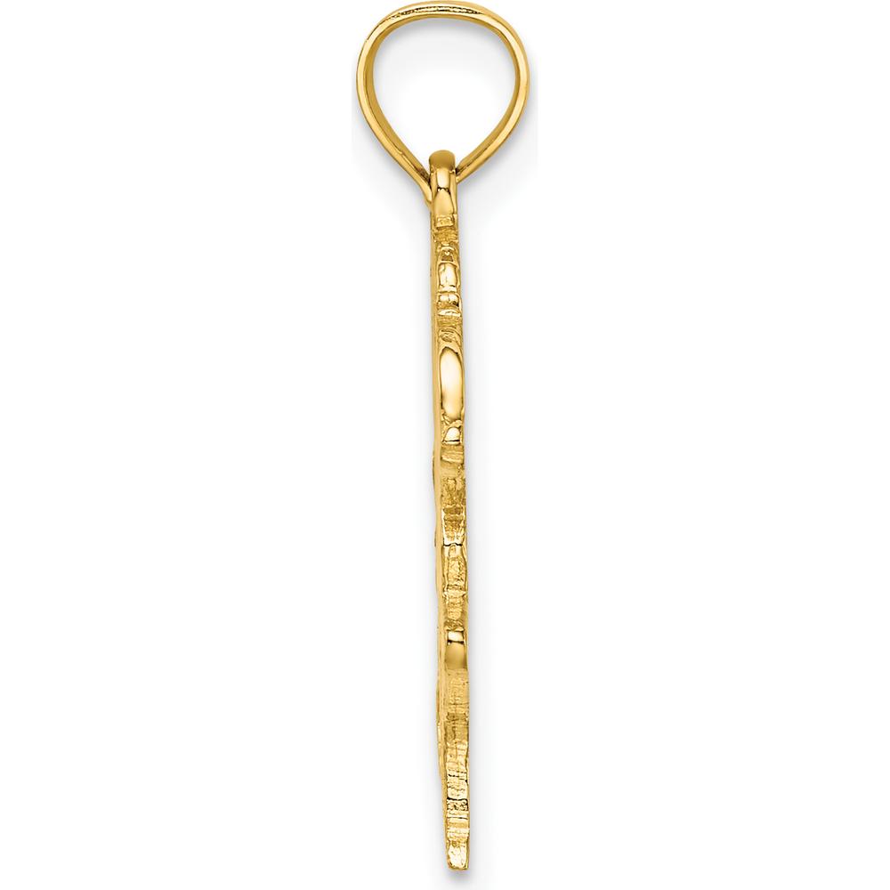 14K Yellow Gold Textured Heart and Horse Charm Pendant - 24.4mm Length by Oro Pregiato