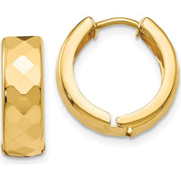 14K Yellow Gold Textured Hinged Hoop Earrings - Elegant and Polished Finish by 0