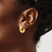 14K Yellow Gold Textured Hinged Hoop Earrings - Elegant and Polished Finish by 0