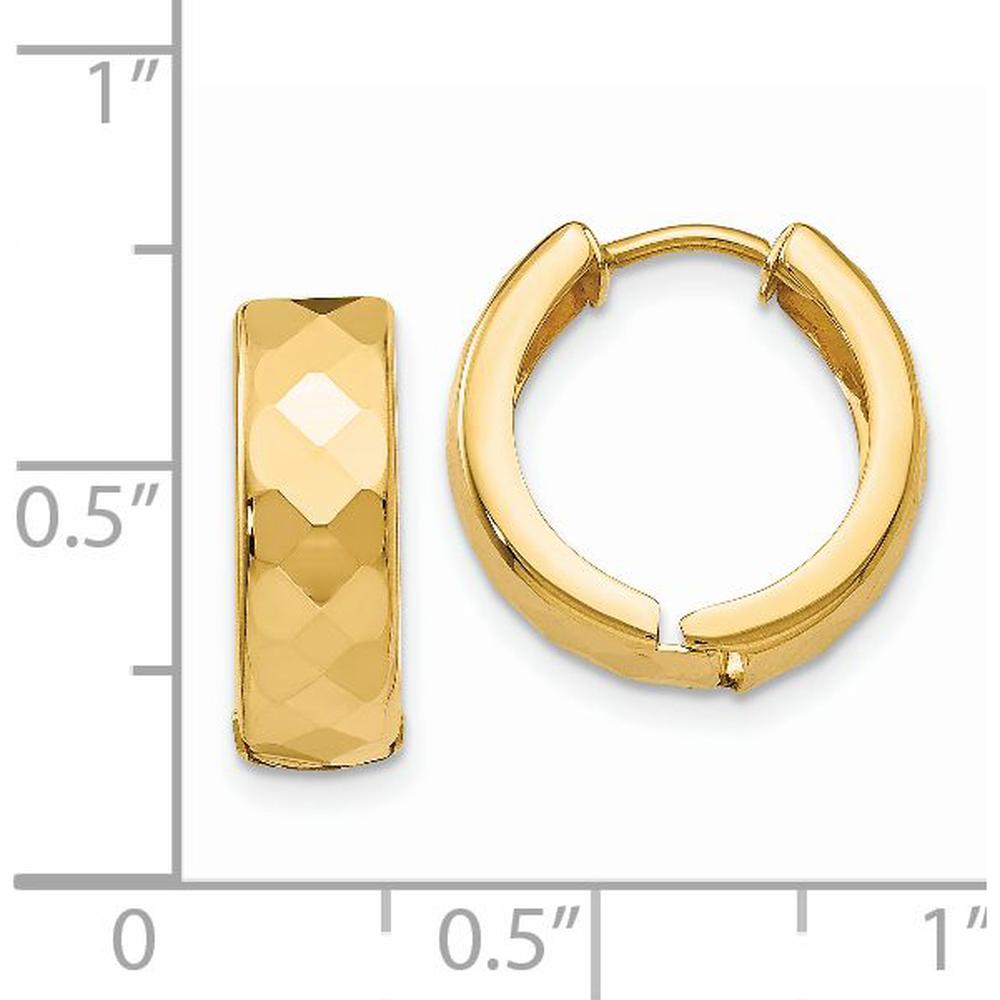14K Yellow Gold Textured Hinged Hoop Earrings - Elegant and Polished Finish by 0