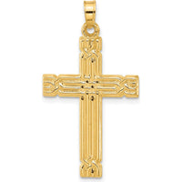 14K Yellow Gold Textured Hollow Cross Pendant - 34.4mm Length by Oro Pregiato